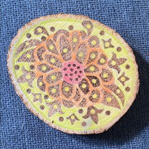 Vibrant Mandala Wood Slice Art